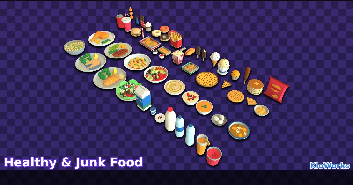 Healthy & Junk Food Pack | 3D Food | Unity Asset Store