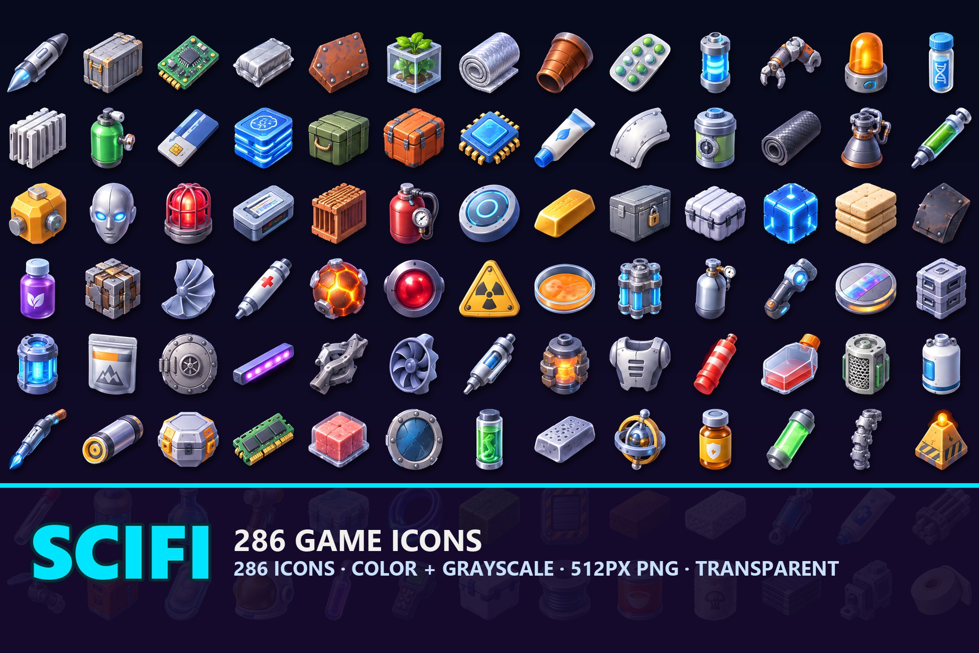 Sci-Fi Resource Icons - 286 Space Items