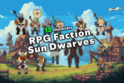 Pixel 2D RPG Character Mega Pack (Faction Sun Dwarves)