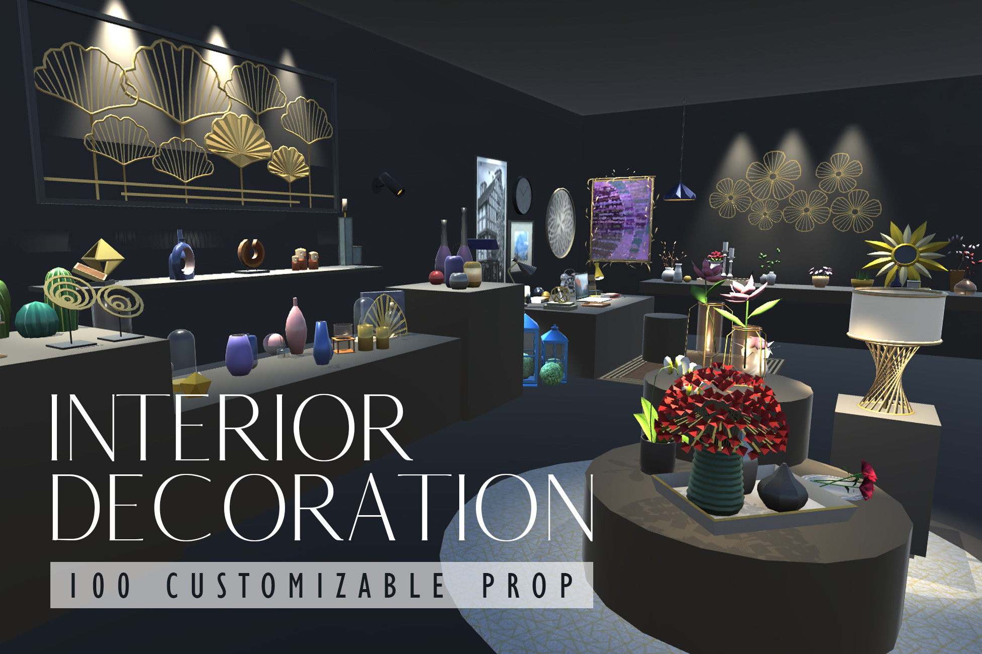 100 Customizable Interior Prop - Mobile Ready 3D Asset | 3D Interior ...