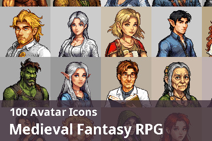 Medieval Fantasy RPG - Pixel Character Icons