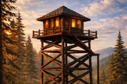 3D Stylized Forest WatchTower Look Out Tower