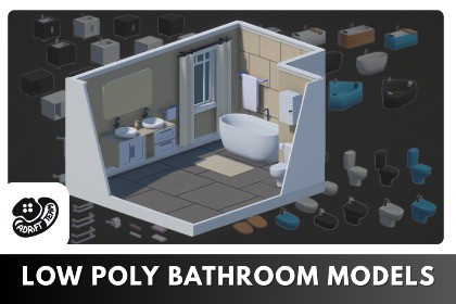 Low Poly Bathroom - Modular Assets