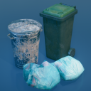Refuse bins and bags of rubbish