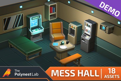 FREE Low Poly Sci-Fi Mess Hall Environment Demo / Cosmic Retro