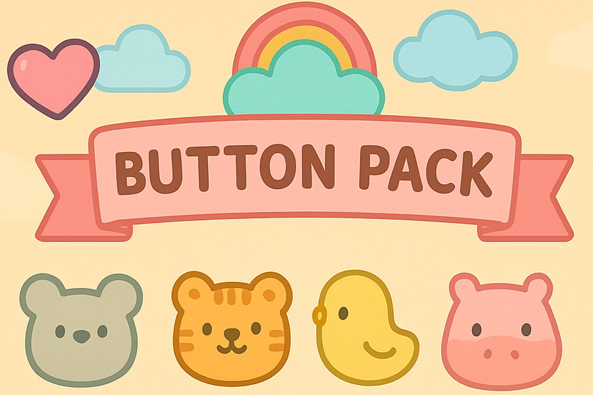 Cute Button Pack – 4 Styles, 63 Buttons + Editor Tool | 2D GUI | Unity ...