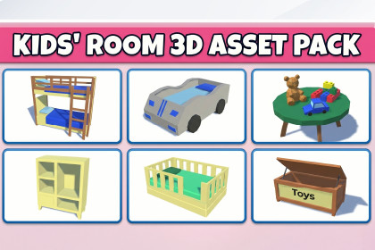 Stylized Low Poly kids Room