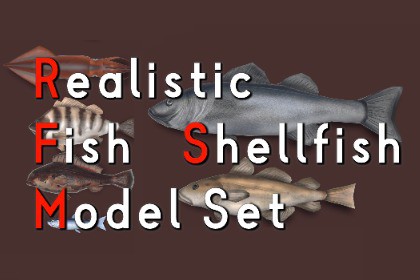 Realistic Fish & Shellfish 3D Model Set