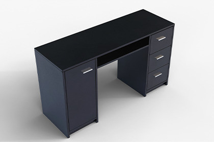 Black Executive PC Table with Storage Office Desk