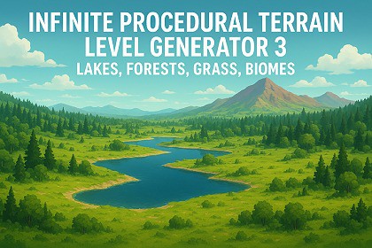 Infinite Procedural Terrain Level Generator 3 – Lakes, Forests, Grass, Biomes
