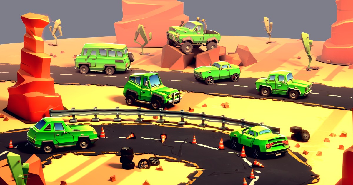 Stylized Low-poly Car Pack & gradient texture | 3D Land | Unity Asset Store