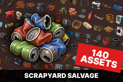 Scrapyard Junkyard Recycling Salvage Scavenging Equipment Icons Pack