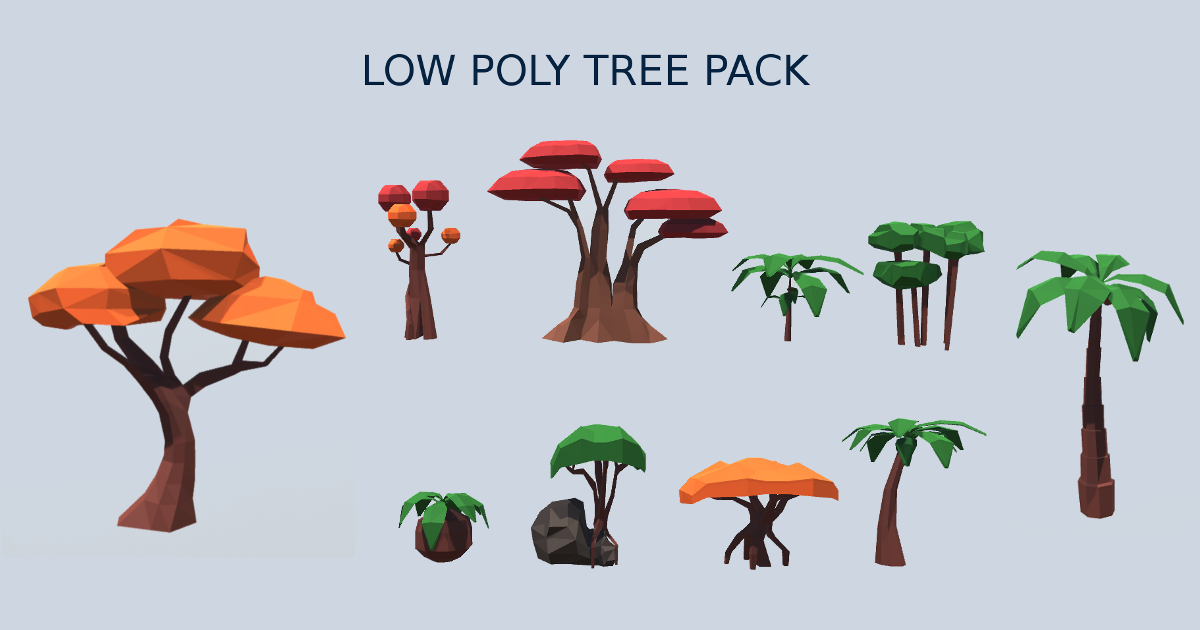 10 Low poly Tree - Tropical pack | 3D Trees | Unity Asset Store