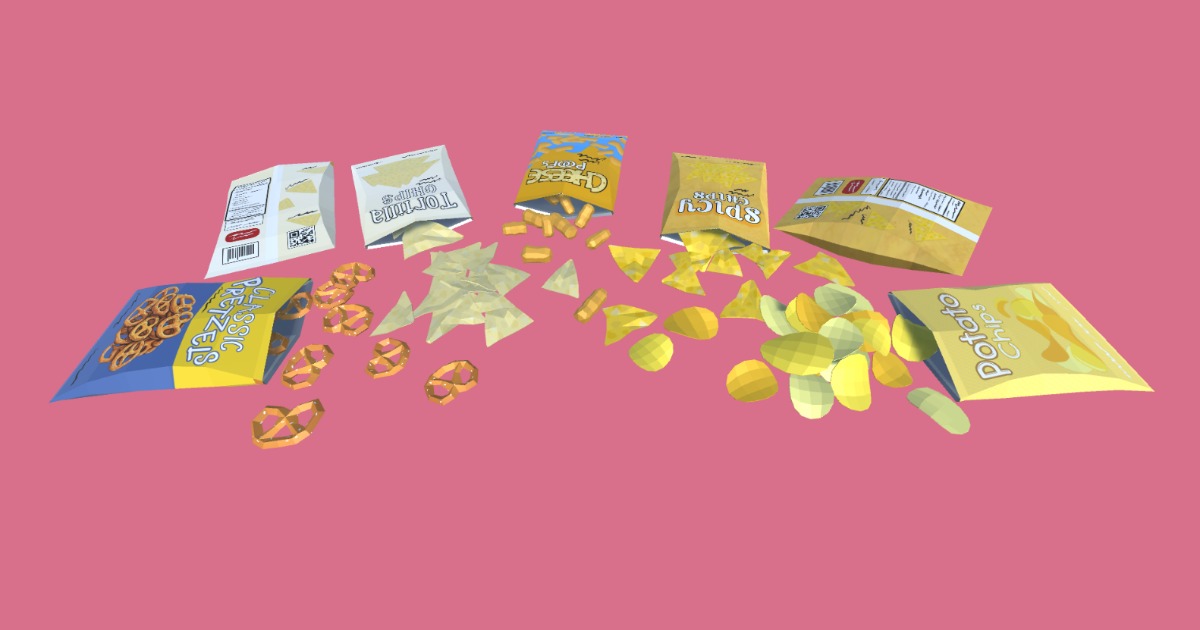 Low Poly Chips and Snacks | Model Pack | 3D Food | Unity Asset Store