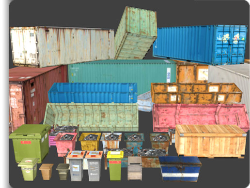 Containers Low Poly Pack | 3D Industrial | Unity Asset Store