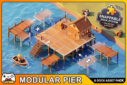 Modular Waterfront System: Fisherman’s Shack, Docks, and Rowboat