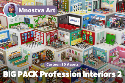 BIG PACK Cozy Cartoon Profession Rooms Interiors 2