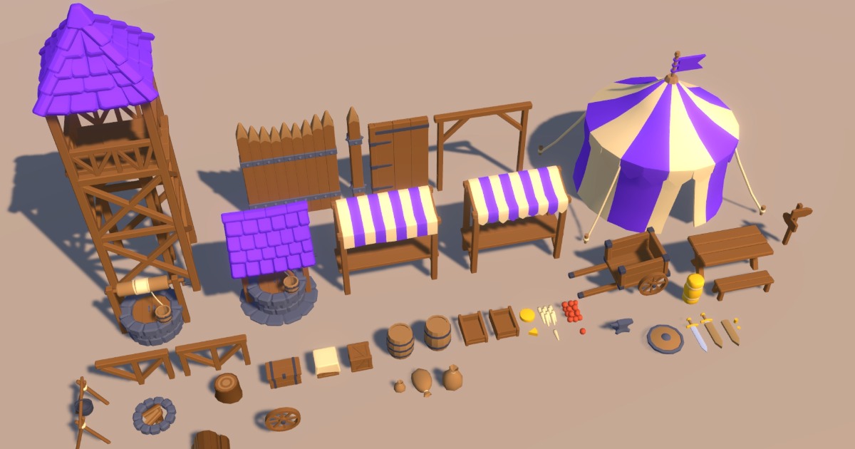 Tall Props Unity Medieval lowpoly props | 3D Props | Unity Asset Store