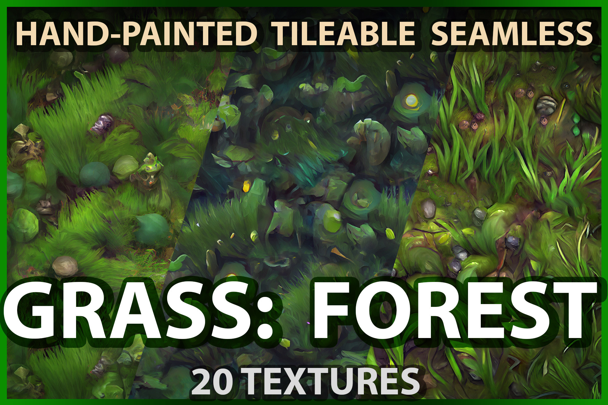 Grass Forest Floor: 20 Textures (Hand-painted, Seamless + Tileable ...