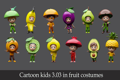 Cartoon kids 3 03 in fruit costumes