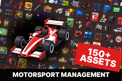 Motorsport Racing Formula Team Pit Stop Championship Icons Pack