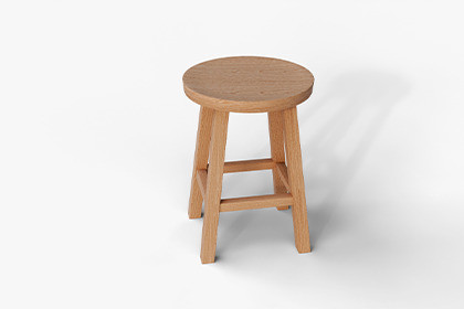 Natural Wooden Round Stool