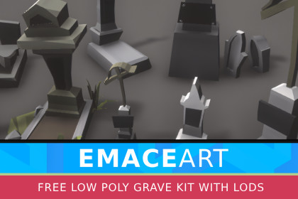 Low Poly Cemetery Grave Kit with LODs
