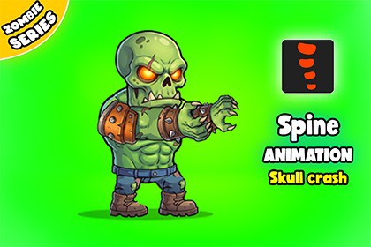 Skull Crash - 2D Animated Character (Spine)