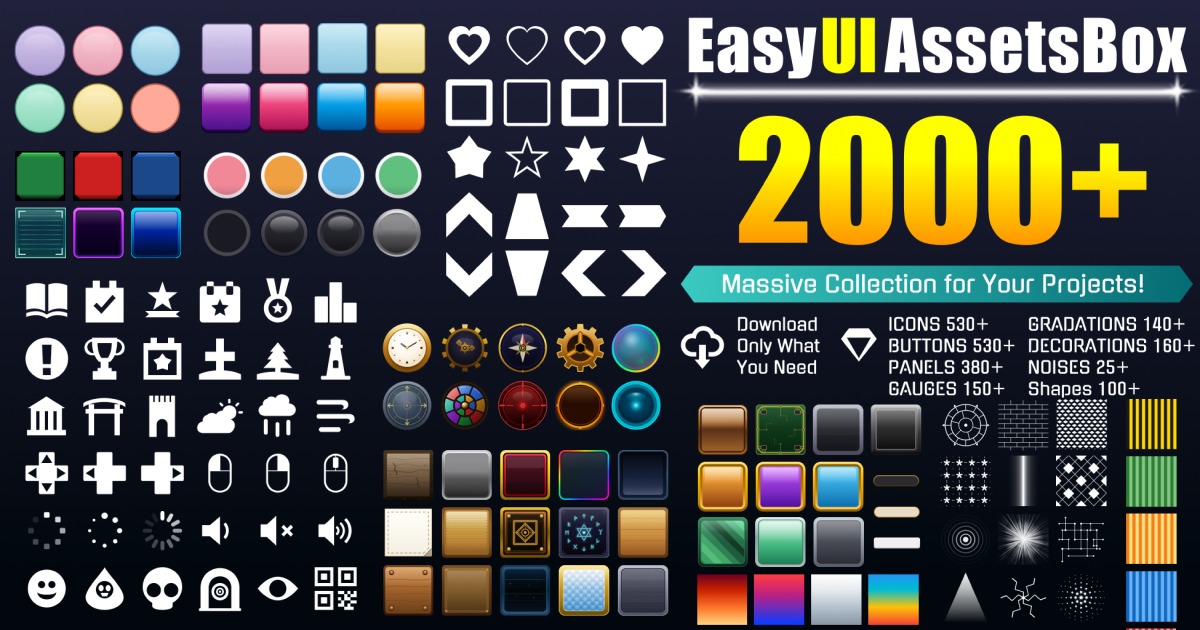 Easy UI Assets Box | 2D GUI | Unity Asset Store