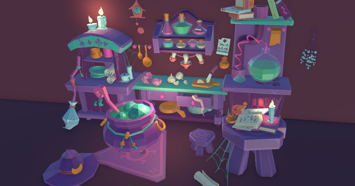 Witch's Kitchen - Hand-Painted 3D Props Pack | 3D Interior | Unity ...