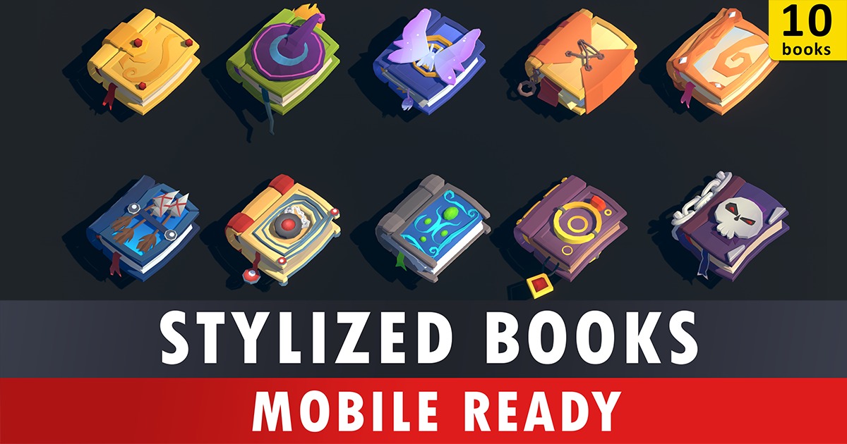 Books - Stylized Spell Books | 3D Props | Unity Asset Store
