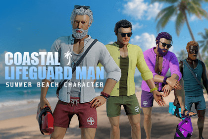 Coastal Lifeguard Man – Summer Beach Character