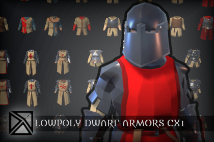 Lowpoly Dwarfs Modular Armors Ex1 - MEDIEVAL FANTASY SERIES