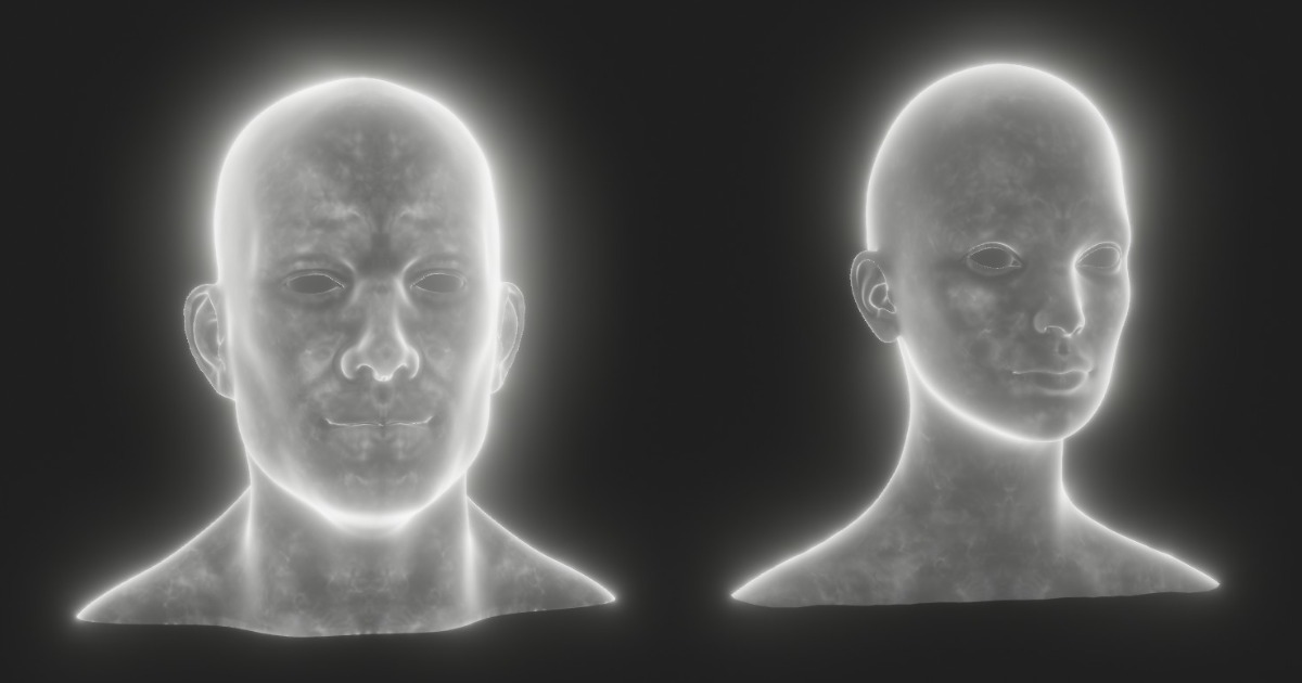 Ghostly Male Female Heads 3D Model Pack - Animated, Blend Shapes ...