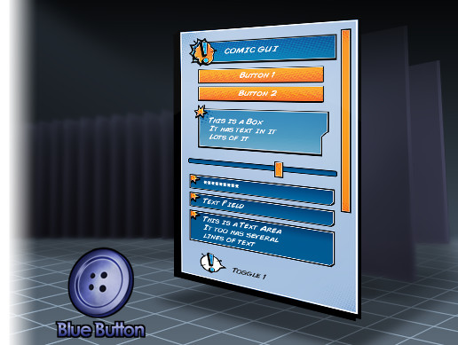 Blue Button Comic GUI | 2D GUI | Unity Asset Store