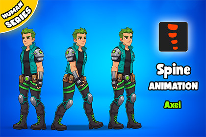 Axel 2D Animated Spine Character (Human Series)