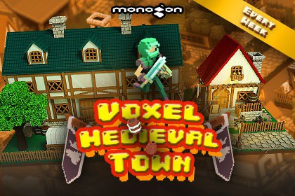 Voxel Medieval Town - 3D pixel art - monogon