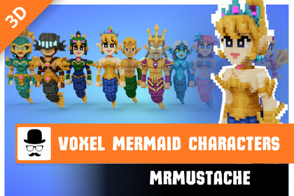 Voxel Mermaid Characters Pack