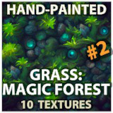 Grass Magic Forest Floor: 10 Textures (Hand-painted, Seamless, Tileable) #2