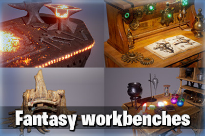 Fantasy Workbenches/Crafting Stations/Workshops (Potions/Blacksmith,Alchemy)