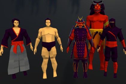 Low Poly Japanese Fantasy characters