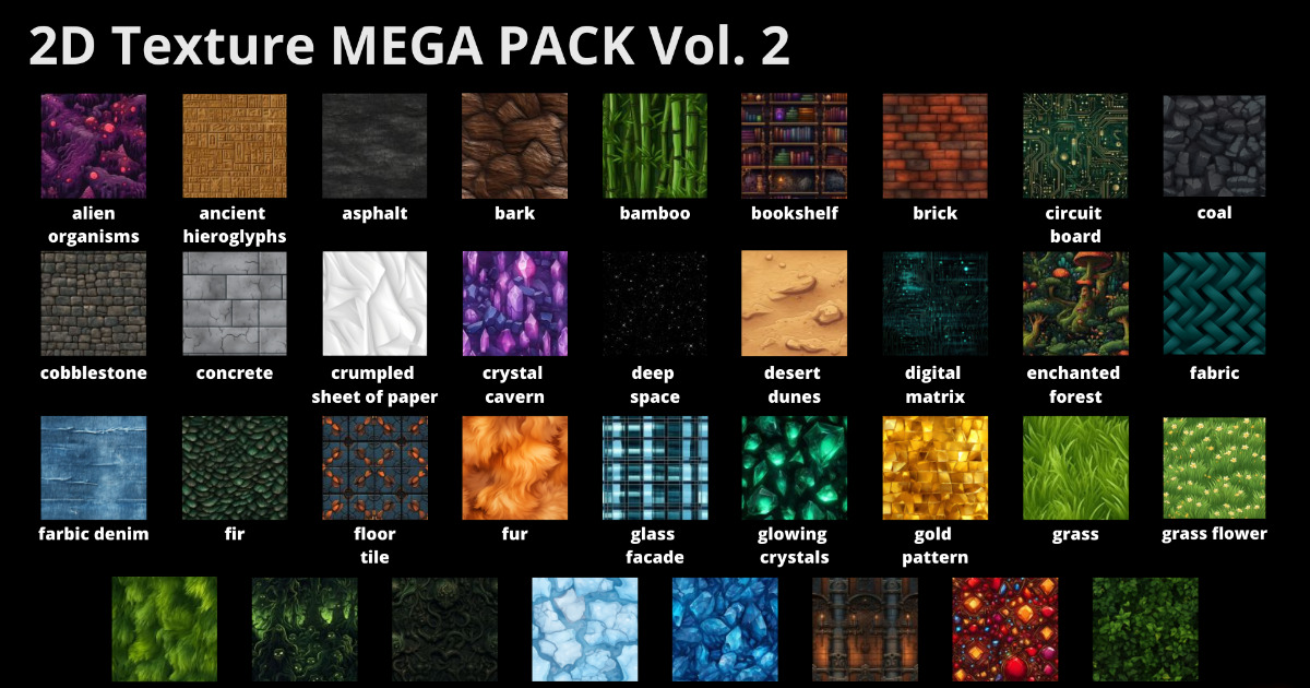 2D Seamless Tileable Textures, Megapack - Vol 2 | 2D Textures ...