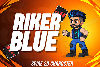 Riker Blue 2D Animated Spine Character (Prime Series)