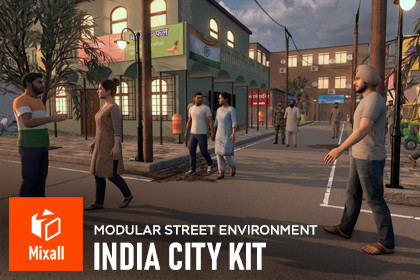 India City Kit - Modular Street Environment, People, Motorbikes