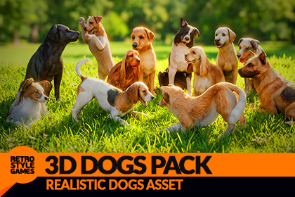 Realistic 3D Dog Pack