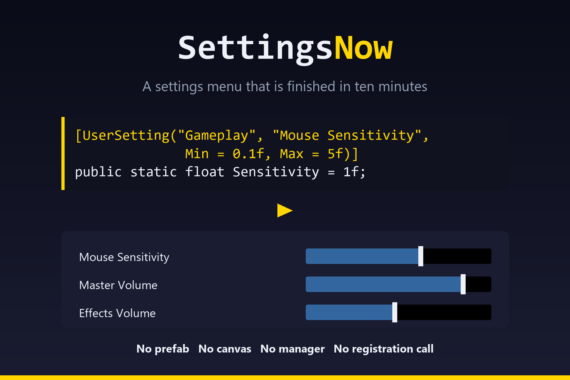 SettingsNow: Settings Menu and Key Rebinding