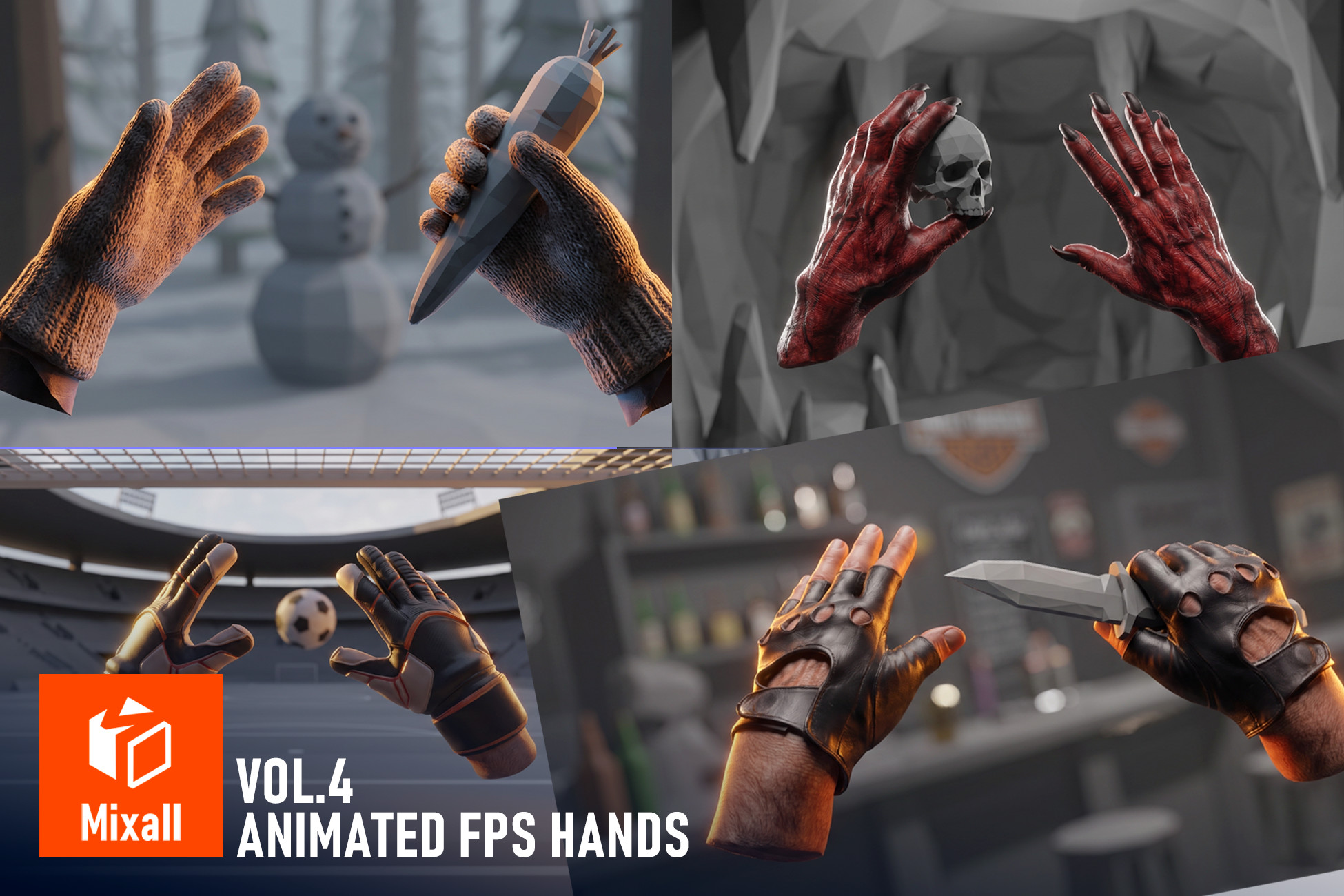 Animated FPS Hands Vol.4