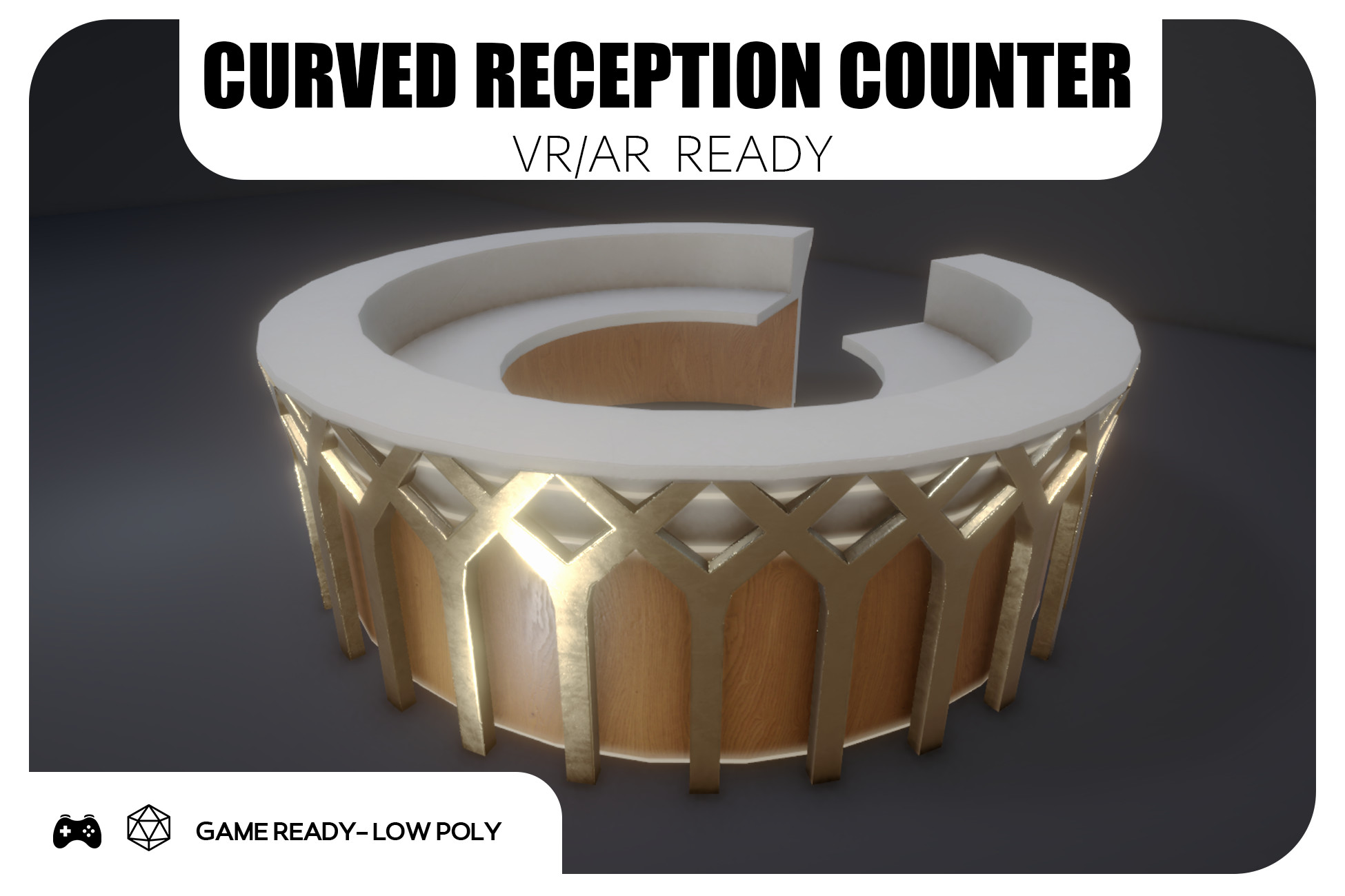 Curved Reception Counter - Game Ready | 3D Furniture | Unity Asset Store