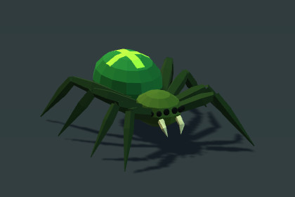 Low Poly Green Spider - Procedural & Animated