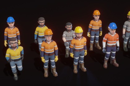 Stylized Male Worker 3D Model – Animated & Customizable